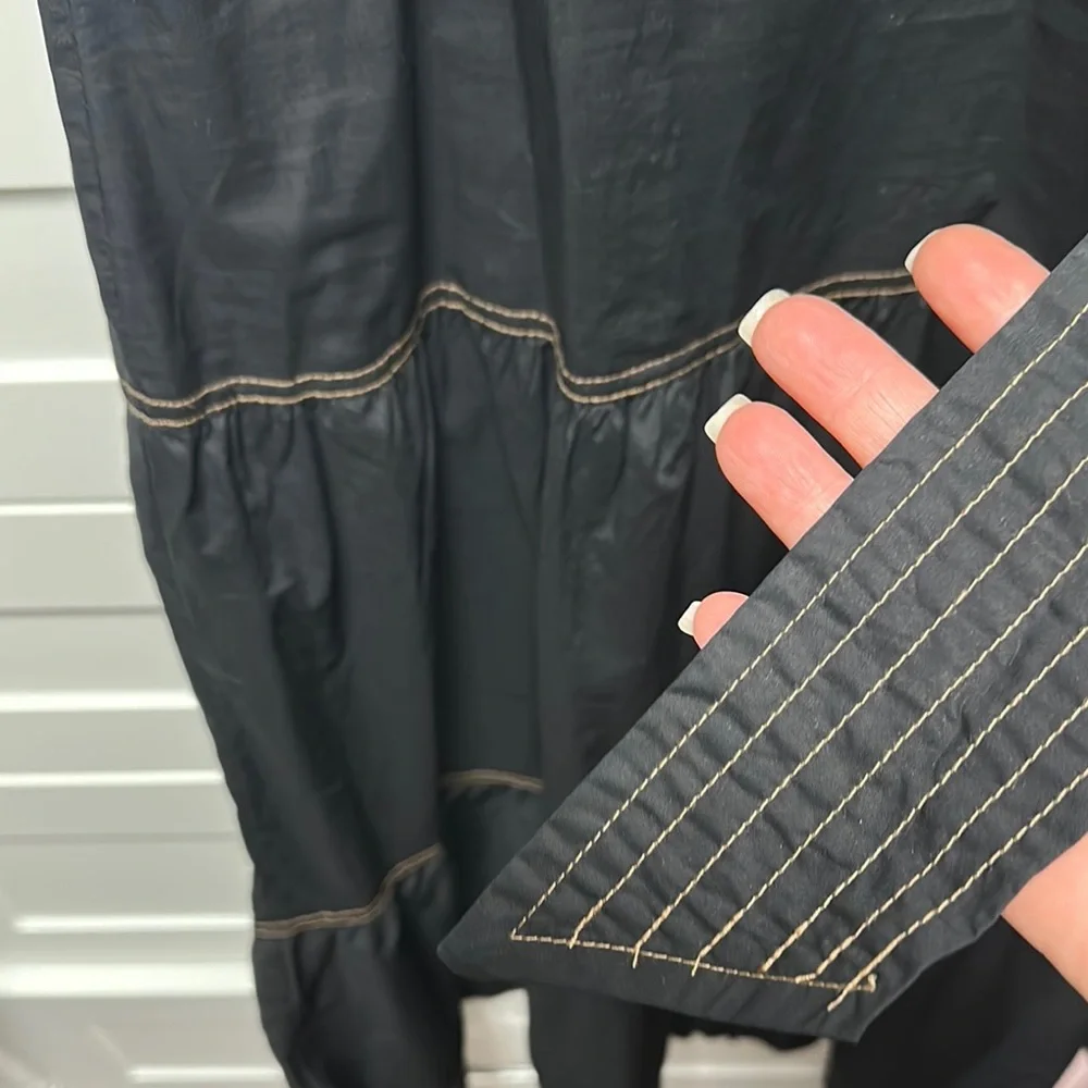 Tahari Elegant Black Sleeveless Midi Dress with Gold Tiered Accents, NWT - Picture 4 of 6